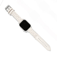A white leather Apple Watch band from Brighton.