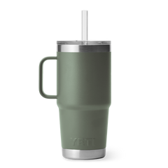 YETI Rambler 25 oz Straw Mug in color: Camp Green.