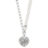 Contempo Heart Pearl Charm Necklace