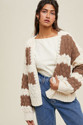Cleo Textured Striped Sweater Cardigan