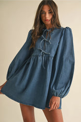 Georgie Denim Bow Mini Dress