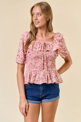 Margot Floral Smocked Top
