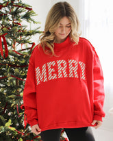 Merry Embroidered Mockneck Sweatshirt