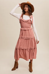 Rosette Tiered Smocked Midi Dress