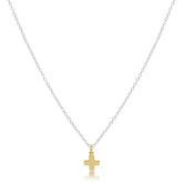 16" Necklace Sterling Mixed Metal - Signature Cross Gold