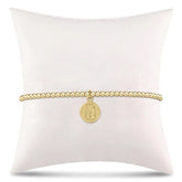 Classic Gold 2mm Bead Bracelet - be you. Small Gold Word Disc