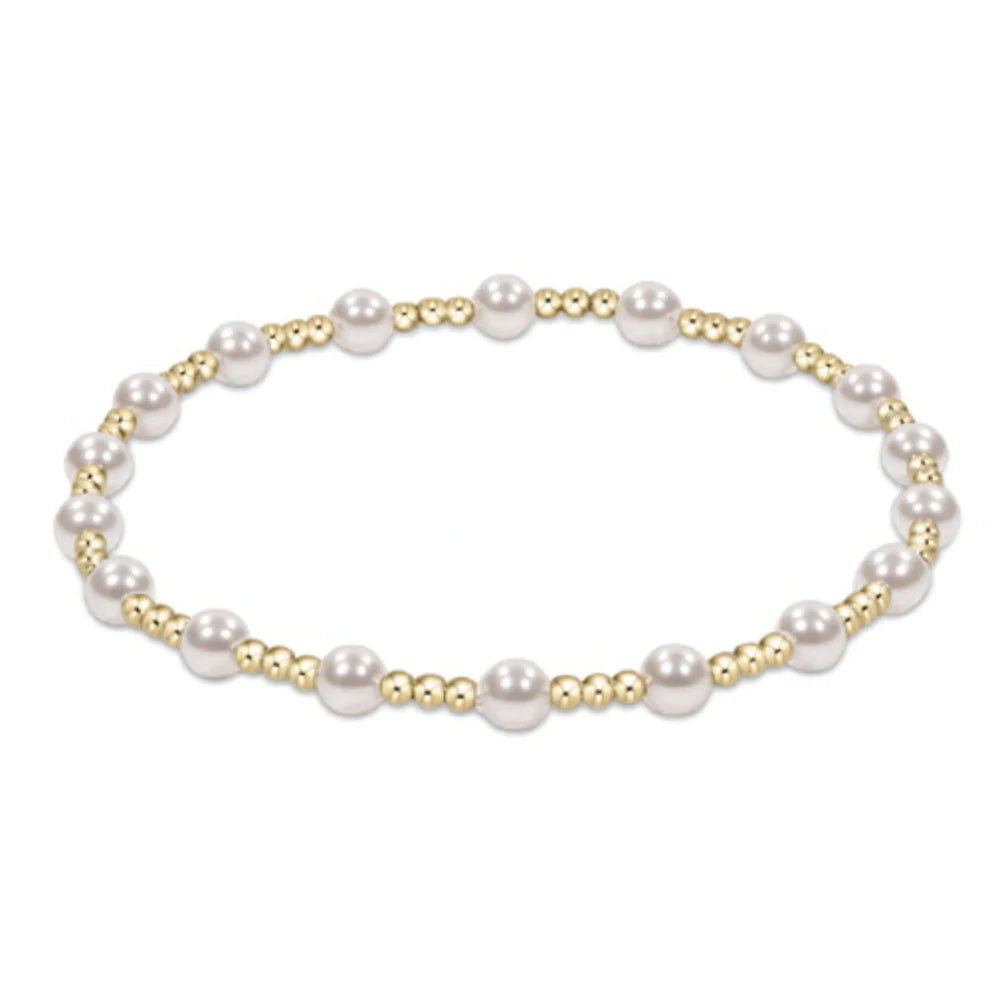 Classic Sincerity Pattern 4mm Bead Bracelet - Pearl - ENEWTON