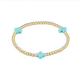 egirl Signature Cross Gold Pattern 3mm Bead Bracelet with Turquoise crosses.