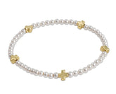 Signature Cross Small Pearl Pattern 3mm Bead Bracelet - Gold