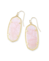 Elle Gold Drop Rose Quartz Earrings