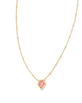 Kendra Scott Framed Tess Satellite Short Pendant Necklace - Gold Luster Rose Pink
