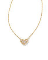 Ari Gold Pave Crystals Heart Necklace in White Crystal Front View