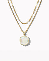 Kendra Scott Davis Chain Triple Strand Necklace Gold Iridescent Opalite