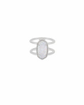 Kendra Scott Elyse Silver Ring Iridescent Drusy Size 8