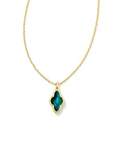 Kendra Scott Framed Abbie Short Pendant Necklace in Teals Tiger's Eye