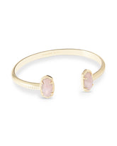 Elton Cuff Bracelet - Gold Rose Quartz