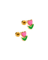 Screwback Stud Earrings - Tulip Pink