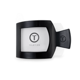 Jet black colored flat hair clip from TELETIES in size medium.