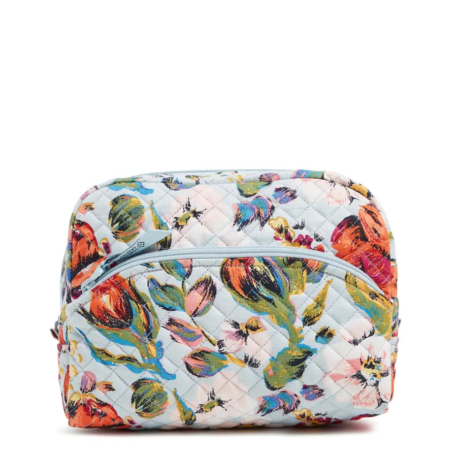 Vera Bradley Large Cosmetic Sea Air Floral, front view.