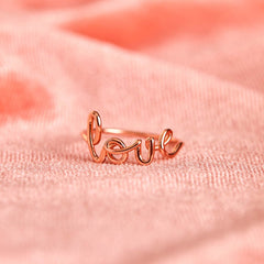 Love Wire Wrap Ring Size 6  rose gold