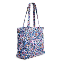 A right side view of a Vera Tote Bag In Cloud Vine Multi pattern.