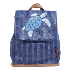 Vera Bradley Straw Mini Backpack Regatta Turtle Blue