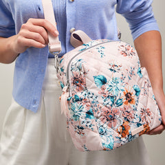 Vera Bradley Convertible Small Backpack Peach Blossom Bouquet