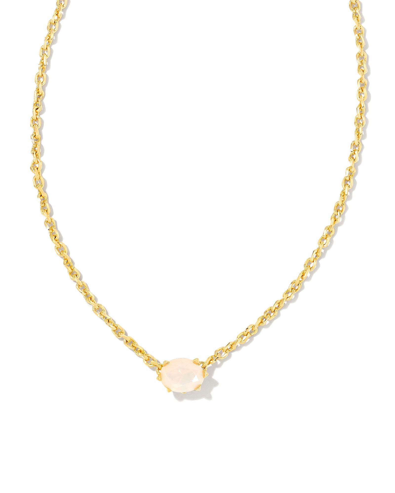 Kendra Scott Cailin Crystal Pendant Necklace In Gold Champagne Opal Crystal.