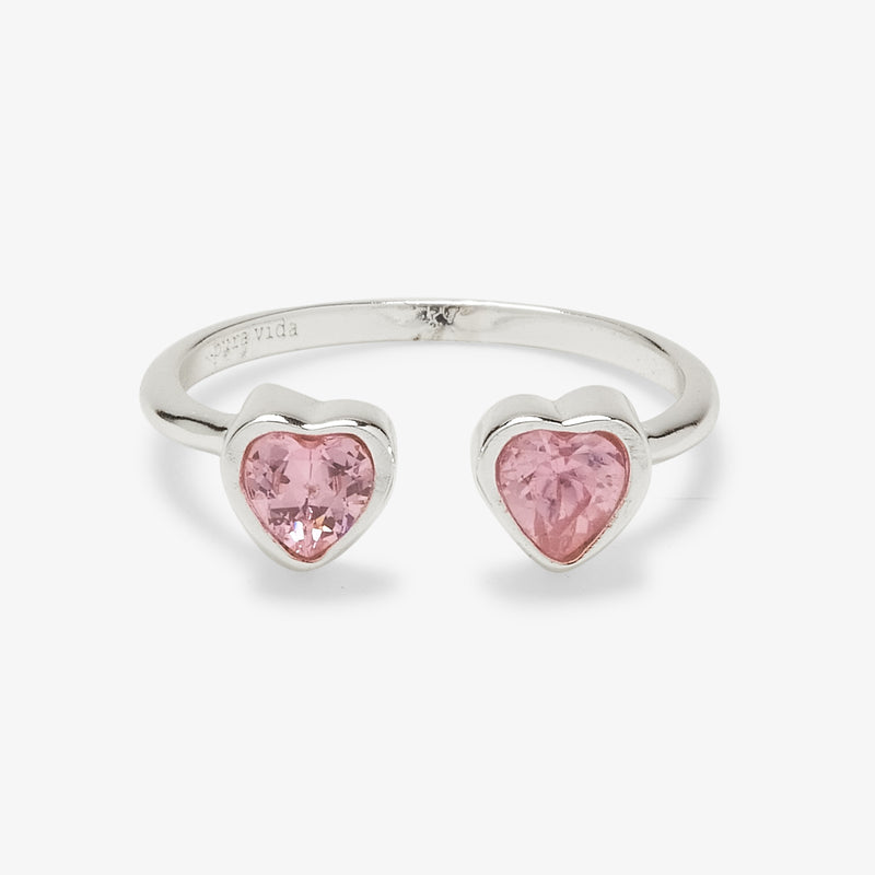 Twin Hearts Gemstone Ring Size 6