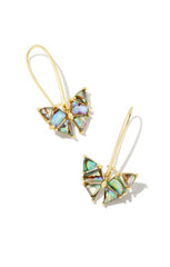 Blair Butterfly Drop Earrings Gold Abalone Front View