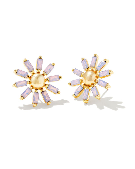 Kendra Scott Madison Daisy Stud Earrings In Gold Pink Opal Crystal. 1600