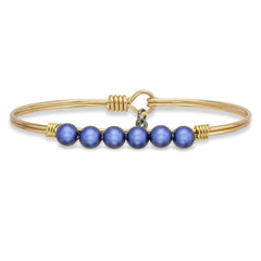 Crystal Pearl Bangle Bracelet Blue Lapis