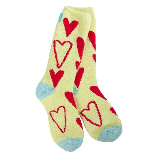 World's Softest Socks Cozy Crew - Red Hearts 590