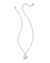 Madison Daisy Short Pendant Necklace Bright Silver Light Blue Opal Crystal.