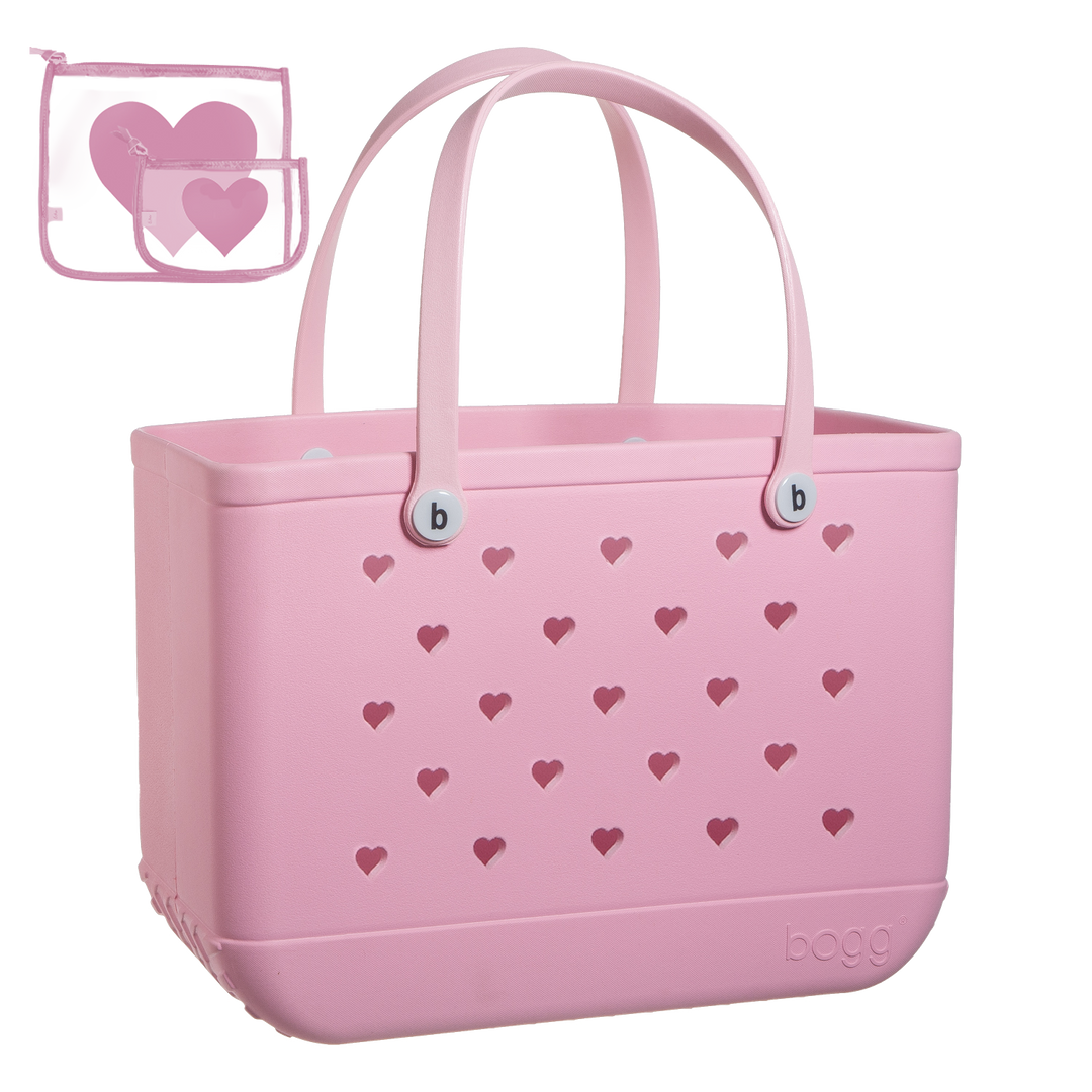 Buy Transparent Tote Bag with Heart Lacing - Pink Glitter at Dreamy Bows