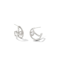 Arden Huggie Earrings Rhodium White Crystal - Kendra Scott®