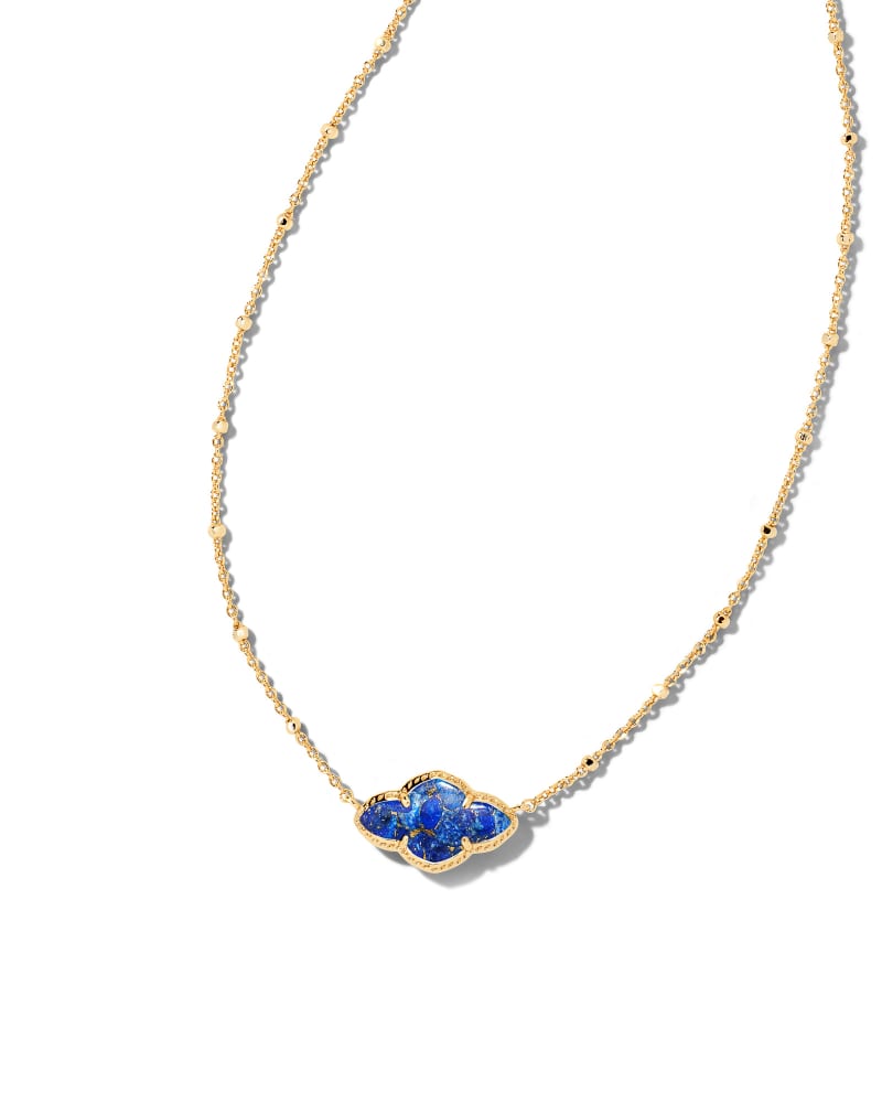 Abbie Pendant Necklace Gold - Bronze Veined Lapis – Occasionally Yours