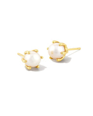 Kendra Scott Ashton Pearl Stud Earrings In Gold White Pearl.