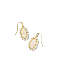 Kendra Scott Beaded Lee Drop Earring Gold Iridescent Frosted Glass