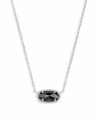 Kendra Scott Elisa Silver Pendant Necklace In Black Opaque Glass