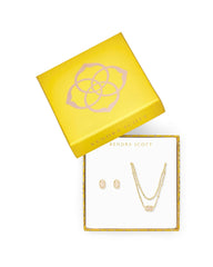 Emilie Multi Strand & Stud Gift Set Gold Iridescent Drusy