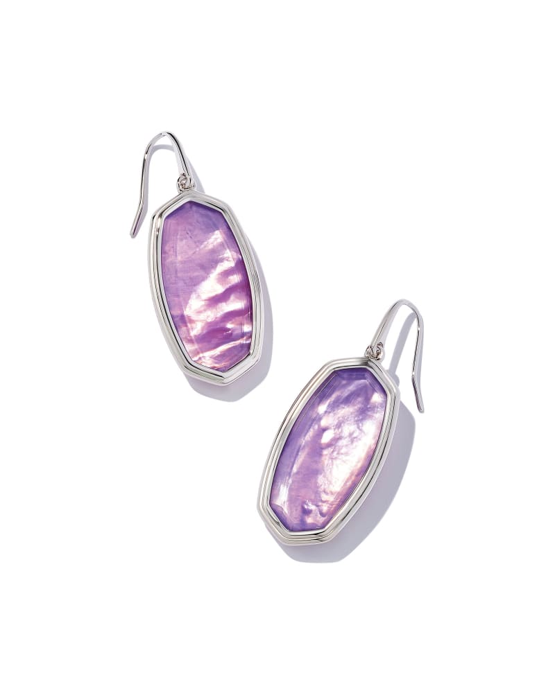 Kendra Scott Framed Elle Drop Earrings In Rhodium Lavender Opalite Illusion