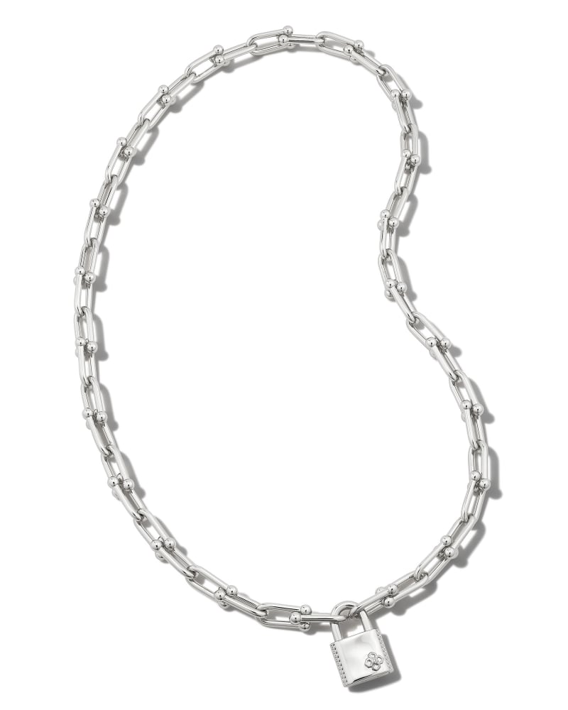 Kendra Scott Jess Lock & Chain Necklace Silver