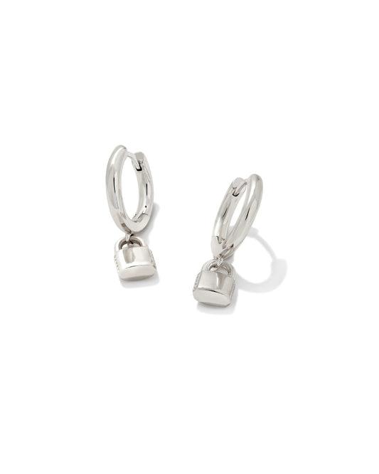 Jess Lock Huggie Earrings in Silver - Kendra Scott 800