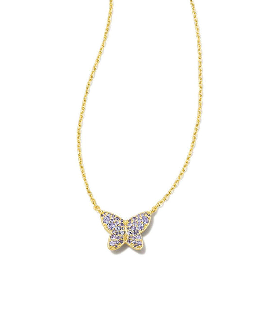 Kendra Scott Lillia Crystal Pendant Necklace Gold Violet Crystal in gold. 1200