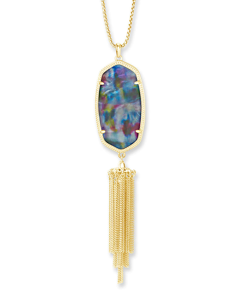 Kendra Scott Rayne Gold - Teal Tie Dye Illusion Necklace