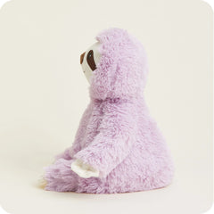 A side view of a little chunky purple sloth