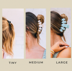 TELETIES - Hair clip size charts.