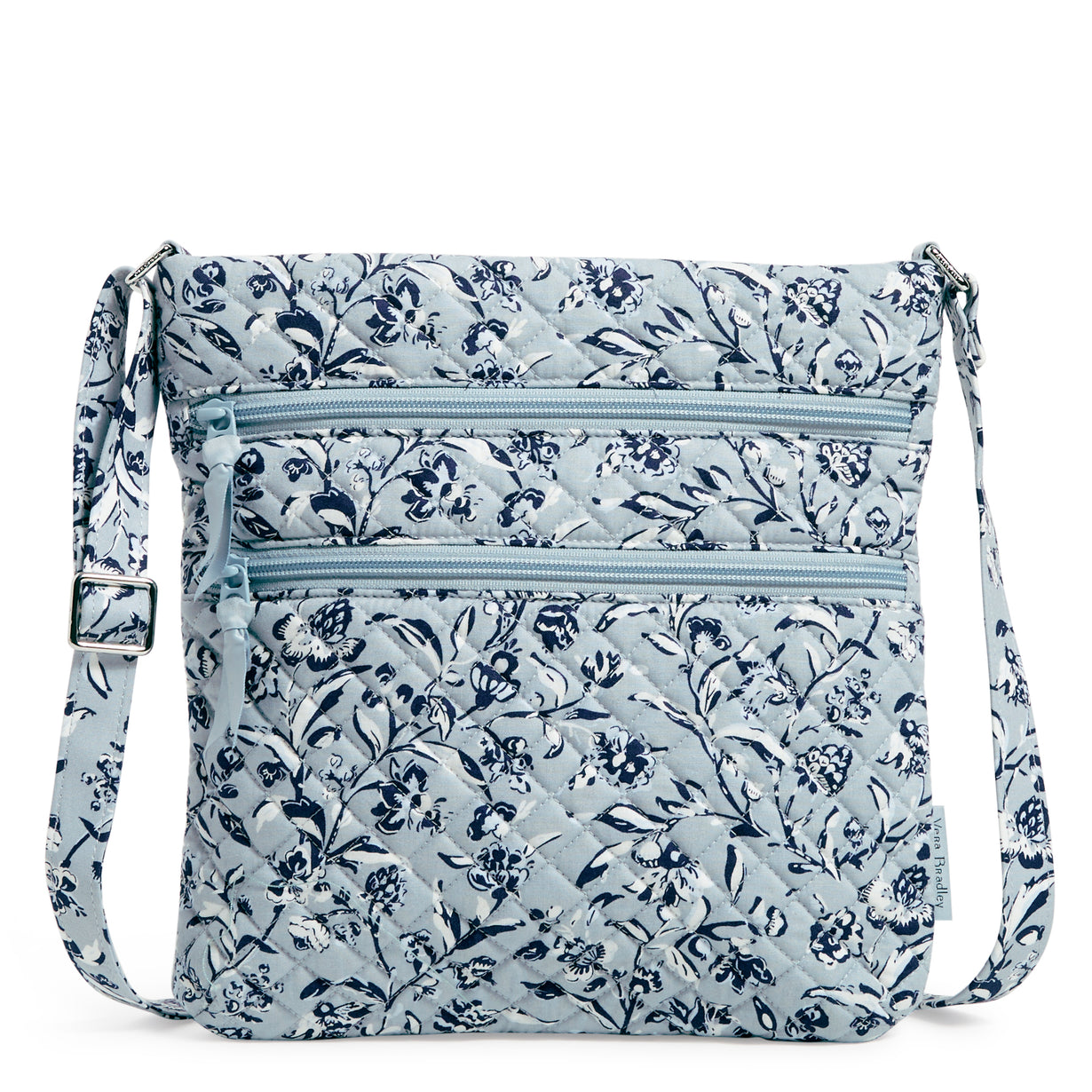 Vera Bradley® - Front View Of A Triple Zip Hipster Bag In Perennials Gray