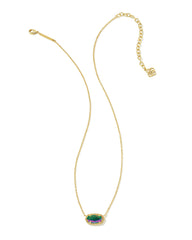 Elisa Short Pendant Necklace Gold - Iridescent Blue Goldstone Chain View